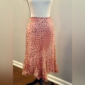 Dana Buchman Pink and Brown Animal Print silk Midi Skirt